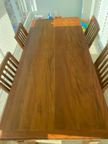 Mesa de jantar madeira de demolição peroba rosa // nova///4 cadeiras