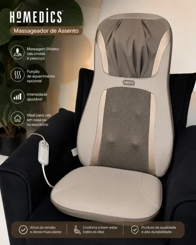 Massageador de Assento HoMedics Shiatsu Original - Massagem Completa para Costas e Pescoço