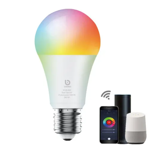 Lâmpada LED Inteligente WiFi RGB 16MI Cores 3000K-6500K E27 12W+3W Coibeu