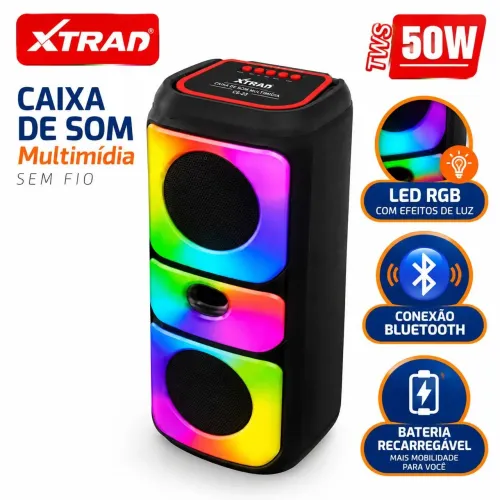 CAIXA DE SOM BLUETOOTH RGB ENTRADA USB E P2