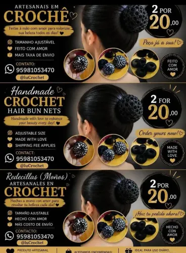 Redinha a crochet para cabelo