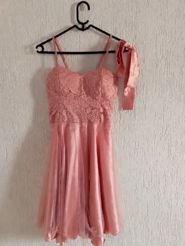 Vestido de Festa Delicado Rosé (Usado Apenas 1x) - Veste M