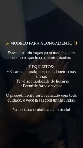 Minha esposa precisa de modelos para alongamento, mais Informações chama no direct
