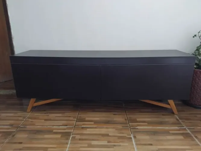 Rack Aparador Preto com 2 Gavetas