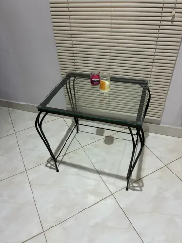 Mesa aço tampo de vidro L53xA58xP43