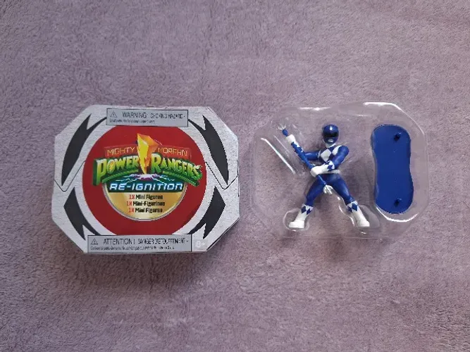 Figura Mighty Morphin Power Ranger Azul, Reignition, Playmates, Miniatura