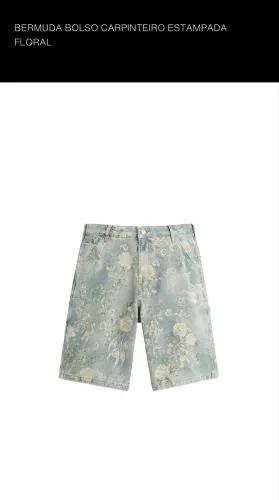 Bermuda bolso carpinteiro estampada floral