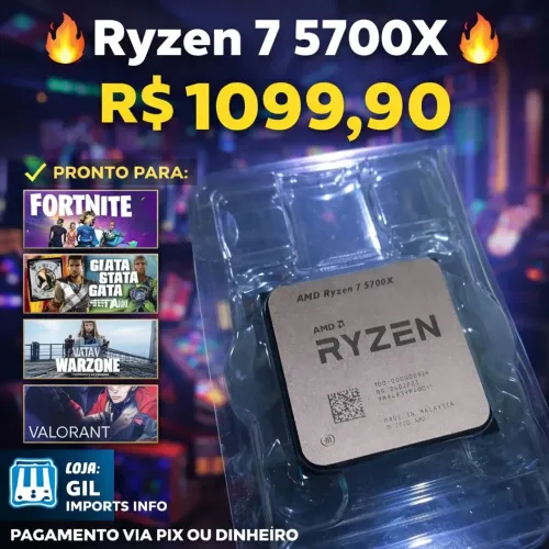 Ryzen 7 5700X 8 Núcleos 16 Threads Alto Desempenho Gamer - Novo lacrado