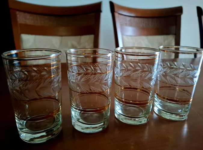 Conjunto de 4 Copos de cristal lapidado