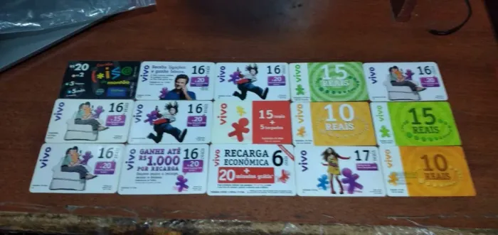 61 Cartões de recarga vivo pré antigos para colecionadores