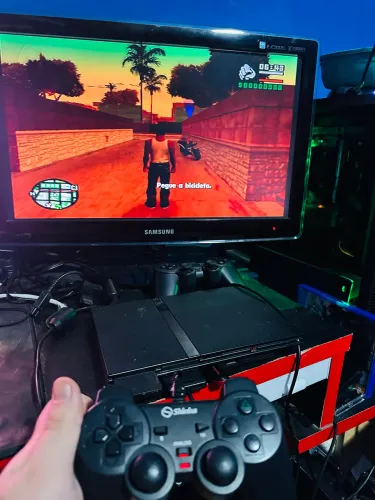 Playstation 2 Slim Com Jogos + 2 Controles + Pen-drive 64gb + memory card 