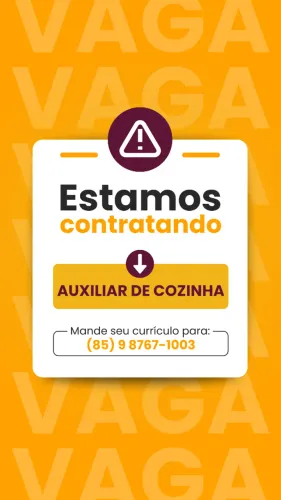 Vaga para Auxiliar de Cozinha em nosso Restaurante