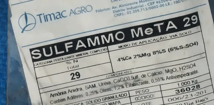 Fertilizante Sulfammo Timac Agro para Milho - 36 Toneladas
