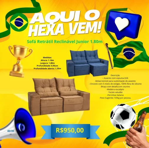 Sofá retrátil reclinável