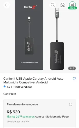 Adaptador para multimidia android do carro/ carplay Apple, Android auto