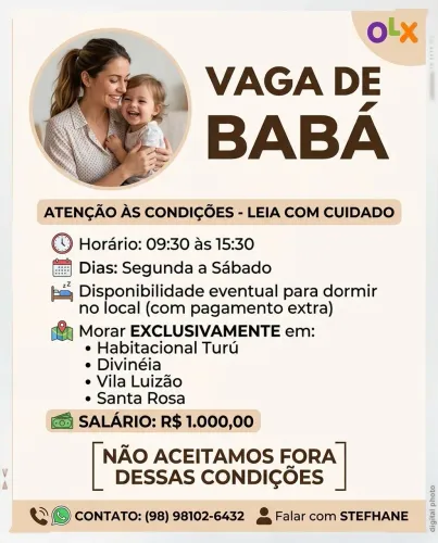 Contratamos babá