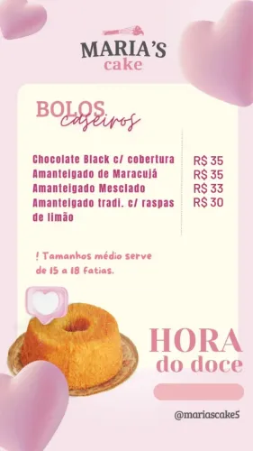 Bolos caseiros e confeitados 