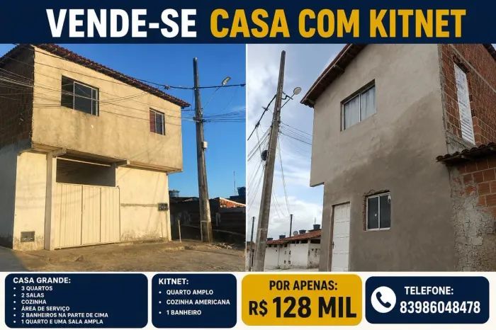 Casa com kitnet a venda