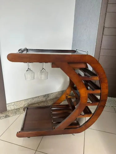Carrinho de bar com 2 níveis e gaveta