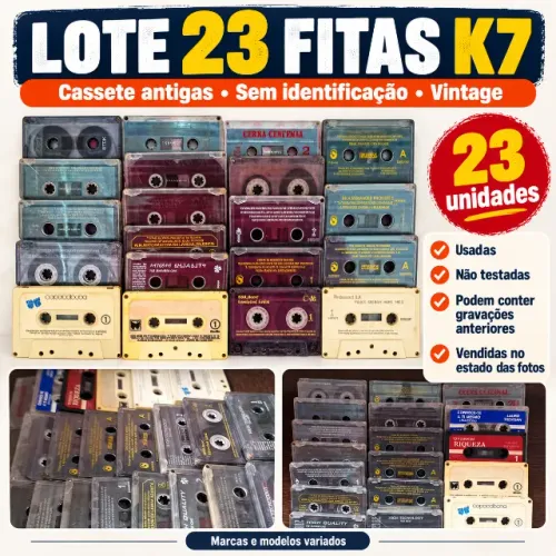Lote 23 Fitas K7 Antigas - Sem Identificação | Vintage