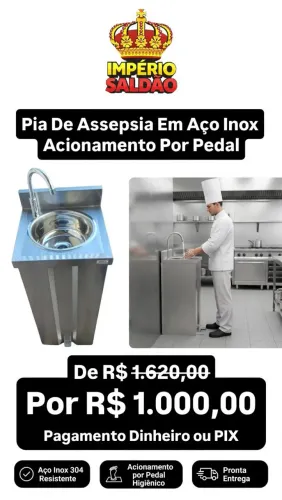Pia De Assepsia Em Aço Inox Acionamento Por Pedal (Produto Novo)