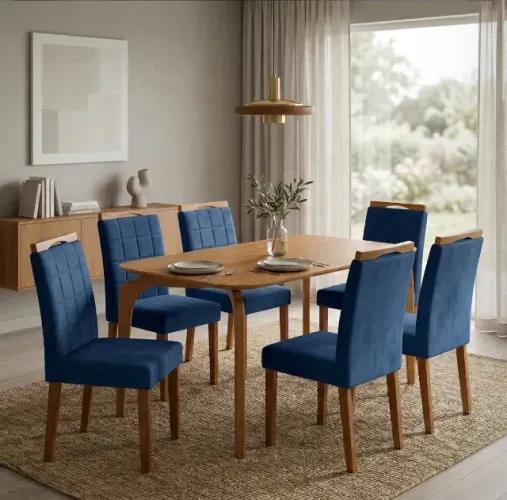 Conjunto Mesa e 6 Cadeiras Tauarizul 160 cm