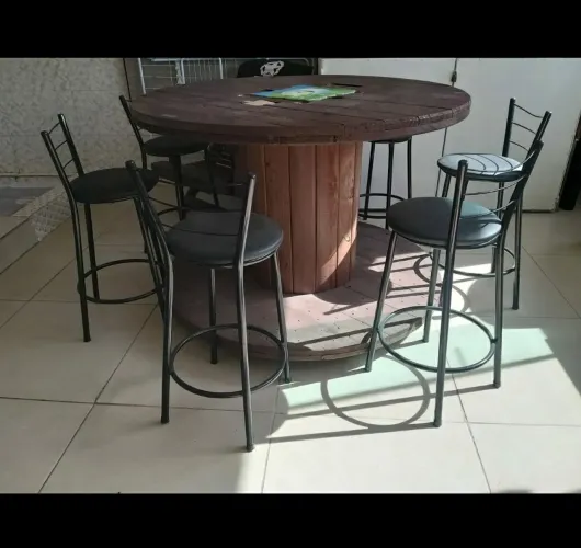 Mesa Rustica de carretel madeira maciça