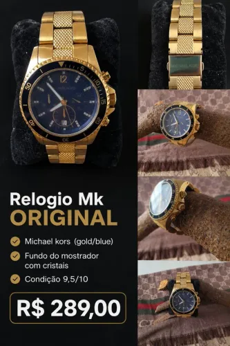 Relogio Mk gold crystal