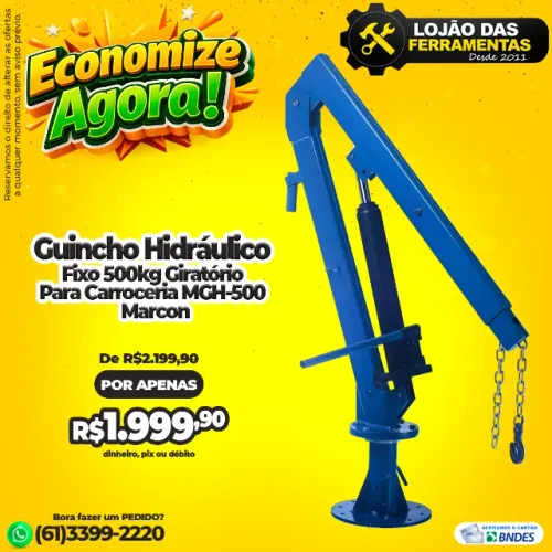 Guincho Hidráulico Fixo 500kg Giratório Para Carroceria MGH-500 Marcon