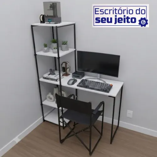 Escrivaninha Multiuso NOVA Mesa Industrial com Estante para Computador Notebook de Estudo
