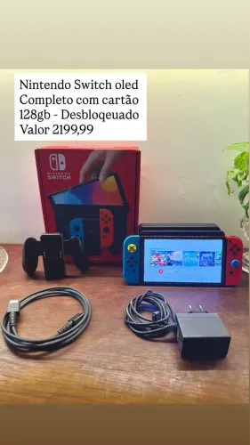 Nintendo Switch oled desbloqueado 128gb | parcelo | pego