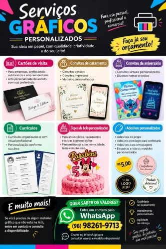 ? SERVIÇOS GRÁFICOS PERSONALIZADOS | CARTÕES, CONVITES, ADESIVOS E MUITO MAIS