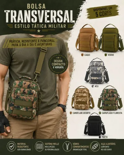 Bolsa de Ombro Camuflada ou Lisa Bag Masculina