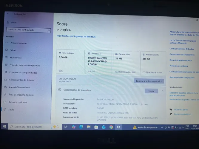 Notebook Dell Core i5 | 8GB RAM | SSD + HD 700GB |