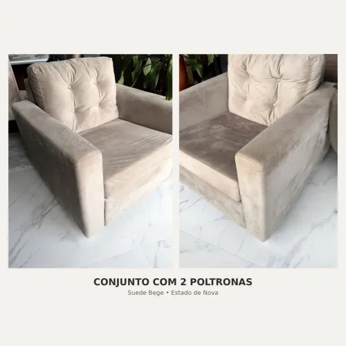 Conjunto 2 Poltronas Suede Bege - Seminovas, Estado de Nova