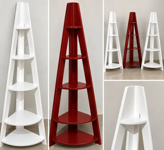 Estante de Canto Decorativa Triangular - 4 Prateleiras