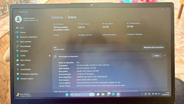  Lenovo IdeaPad 1 i5 12ª Geração