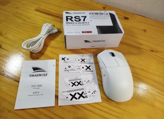 Mouse Gamer SMAILWOLF RS7 Lacrado Branco