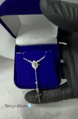 Terço de prata feminino 