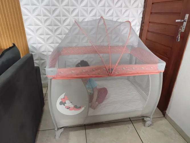 Berço Chiqueirinho Portátil Cercadinho Cercado Bebê Minnie