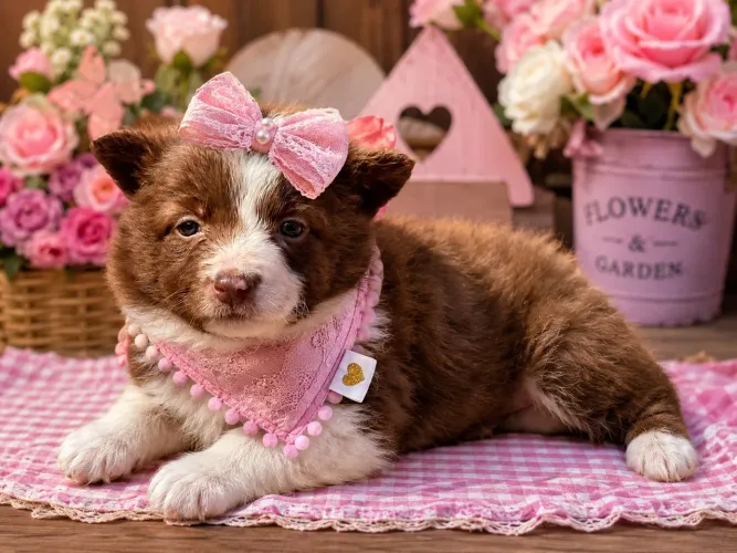 Perfeitinha border collie fêmea chocolate promoção 