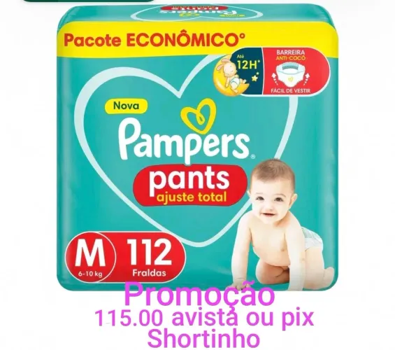 Promoção Pacotão Pampers M 112 Fraldas, Últimas Unidades 115.00 Espécie ou Pix