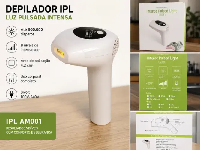 Depilador a Laser IPL AM001 Luz Pulsada 900.000 Disparos Corpo Inteiro  Preço sugerido  Ve
