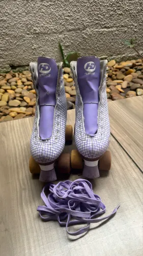 Patins Quad Hondar Lilás/Branco - Tamanho 37/38