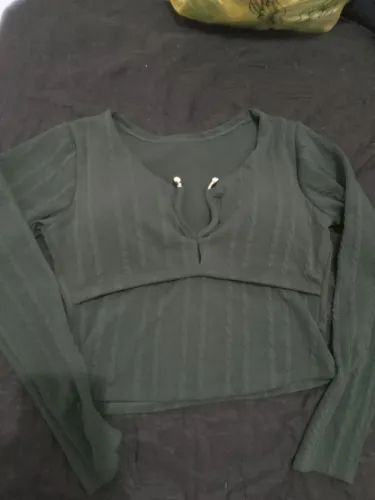 Cropped verde musgo com mangas
