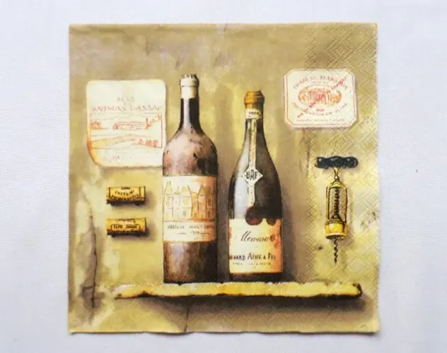 Kit c/ 10 Guardanapos c/ Estampas de Vinho P/ Artesanato - Importados - Promoção!