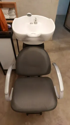 Lavatório de Lavagem para Salão de Beleza/Barbearia - Cuba de Louça com Gabinete