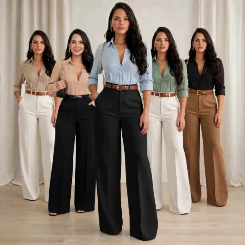 Conjunto de alfaiataria calça pantalona e camisa para para advogada