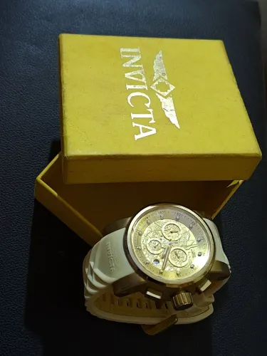 Relógio Invicta Yakuza S1 Rally (Mod. 21627) Dourado/Branco - Original