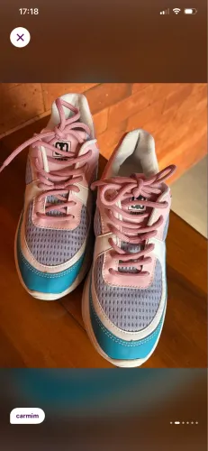Tênis Carmim plataforma alta rosa lilás e azul esporte casual feminino solado branco